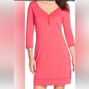 Lilly Pulitzer Island Coral Palmetto Dress V-Neck Henley Barbie Pink  Size XXS